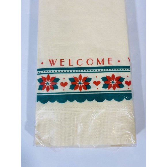 Vintage Hallmark Christmas Poinsettia Guest Towels Napkins 12 ct NOS Holiday USA - Picture 3 of 8